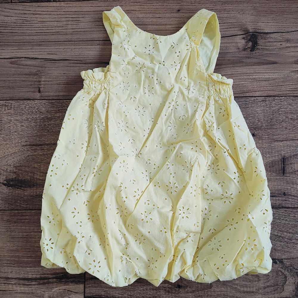 Zara Pale Yellow Eyelet Bubble Dress for Kids